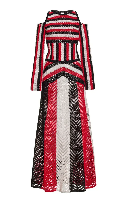 Carr Macrame Dress in Red Multi Wool