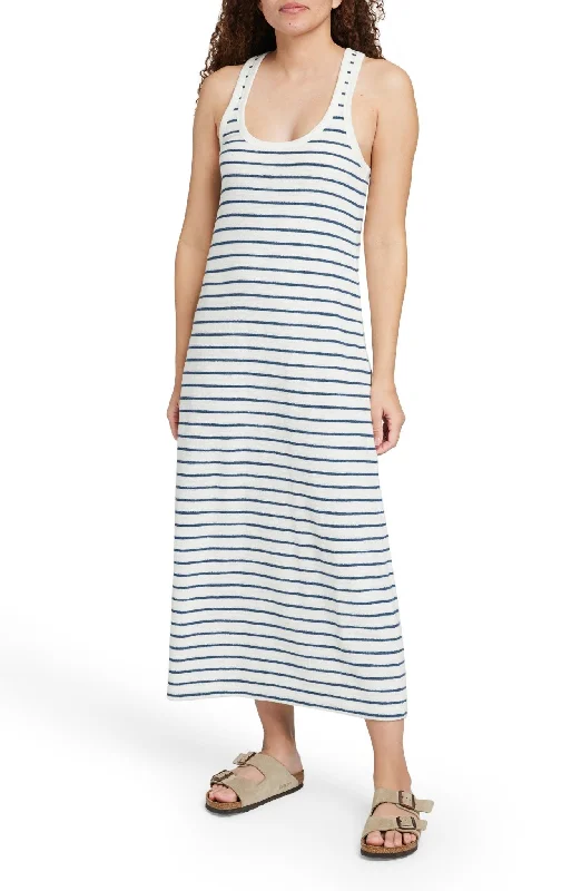 Faherty Cabana Towel Terry Dress / Navy Surf Stripe