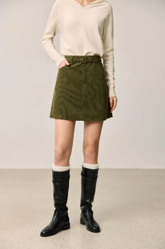 LILY Vintage Corduroy Straight Short Skirt