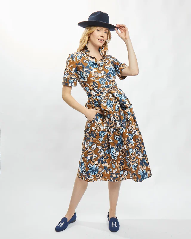 Long Coupe Dress in Wallpaper Brown