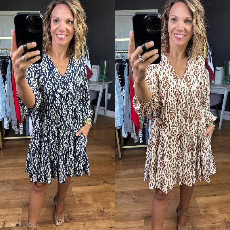 Make The List Patterned Pocket Tiered Dress - Multiple Options