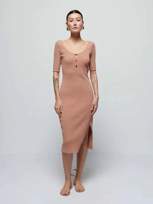 Nation LTD Haidee Heavy Rib Dress / Mocha Mousse