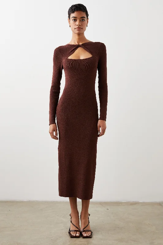 NEVE DRESS - BURGUNDY LUREX