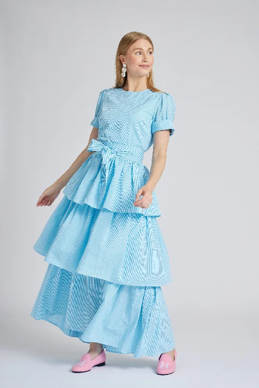 Stacy Dress in Aqua Gingham