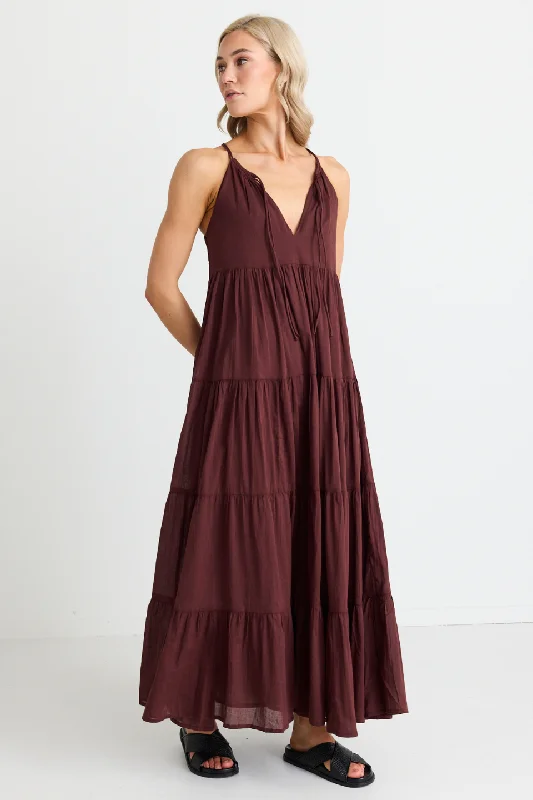 Affair Rosewood Strappy Tiered Maxi Dress