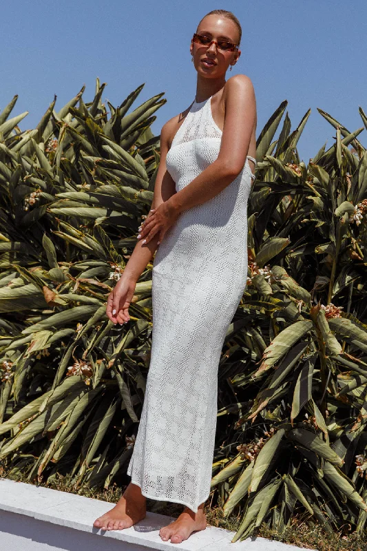 Bermuda Shores Crochet Maxi Dress White