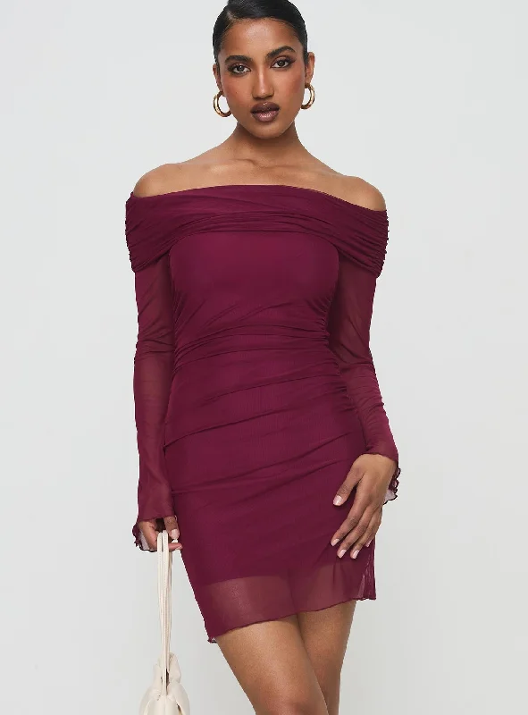 Consideration Mini Dress Burgundy