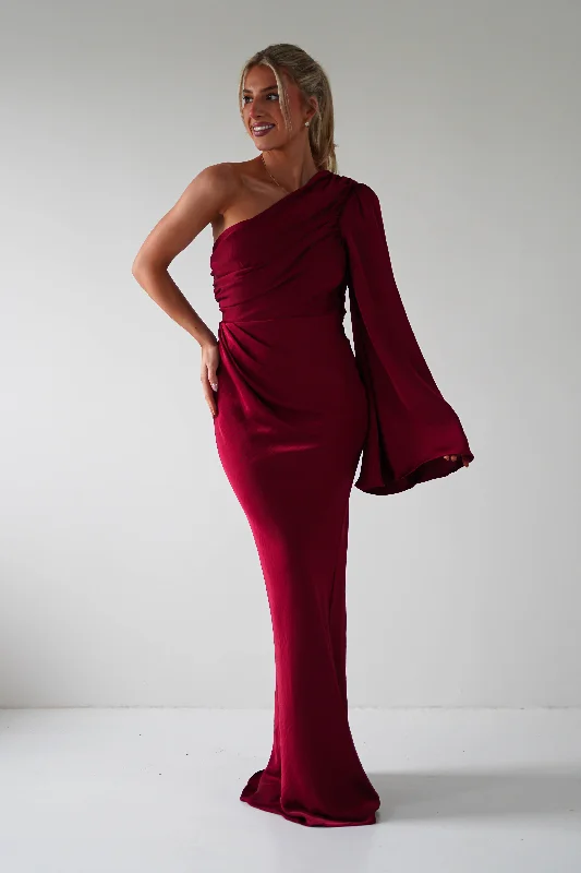 Elegance Silky Maxi Dress | Wine