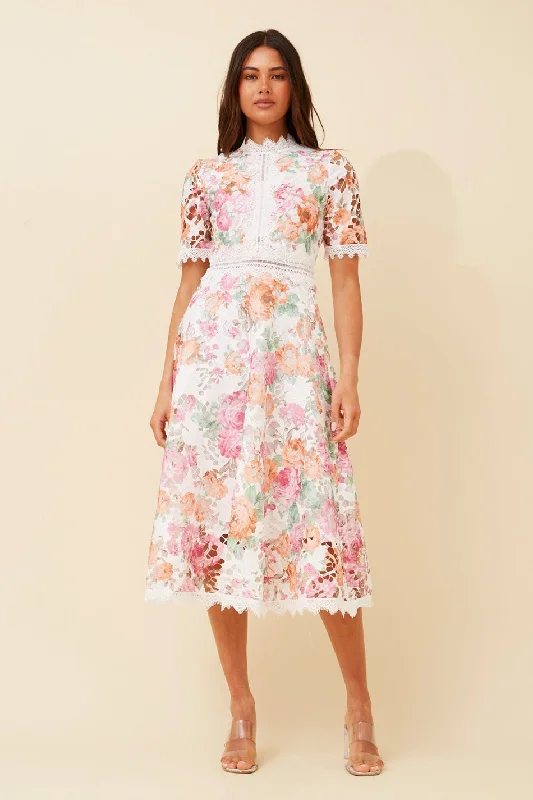 ESMERALDA LACE MIDI DRESS