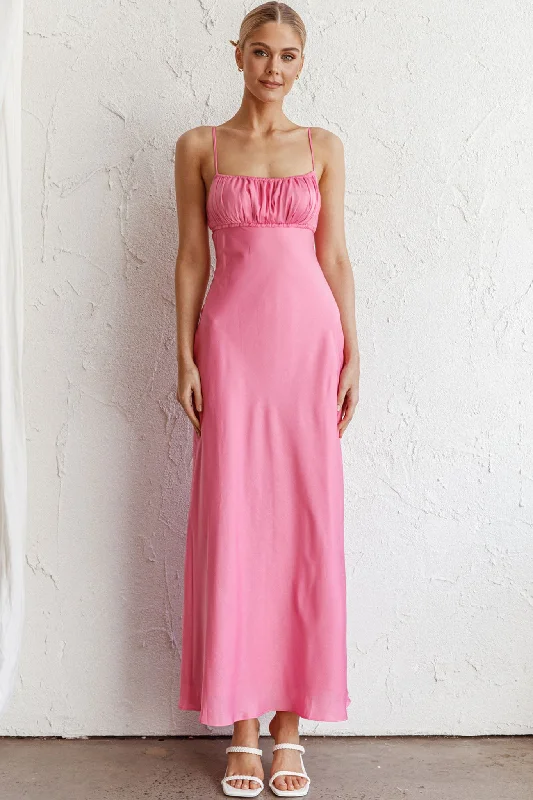 From Above V-Back Midi Dress Hot Pink