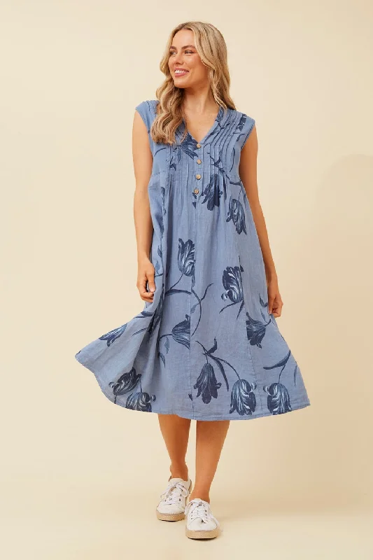 GALILEA LINEN MIDI DRESS