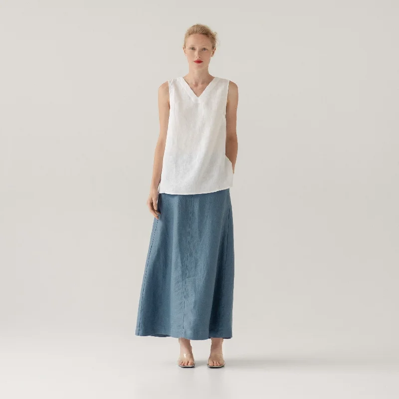 LIMITED EDITION Petrol Blue Linen Twill Gardenia Skirt