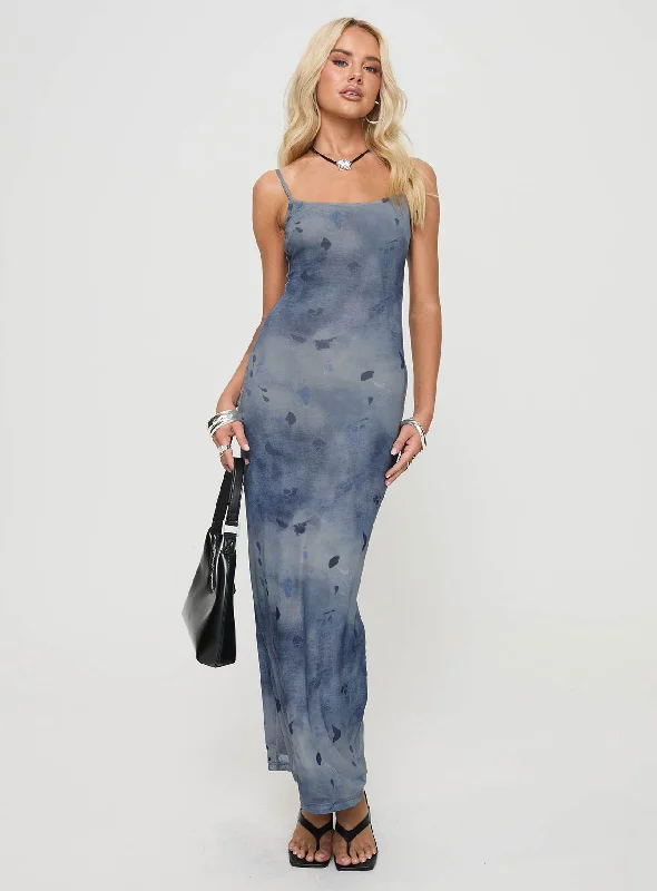 Scottson Mesh Maxi Dress Blue