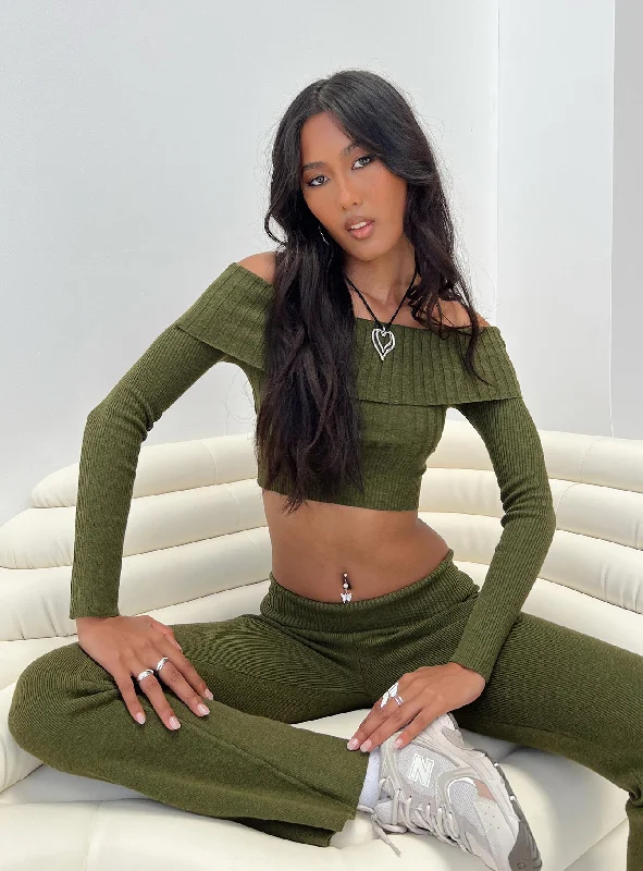 Tagula Off The Shoulder Top Green