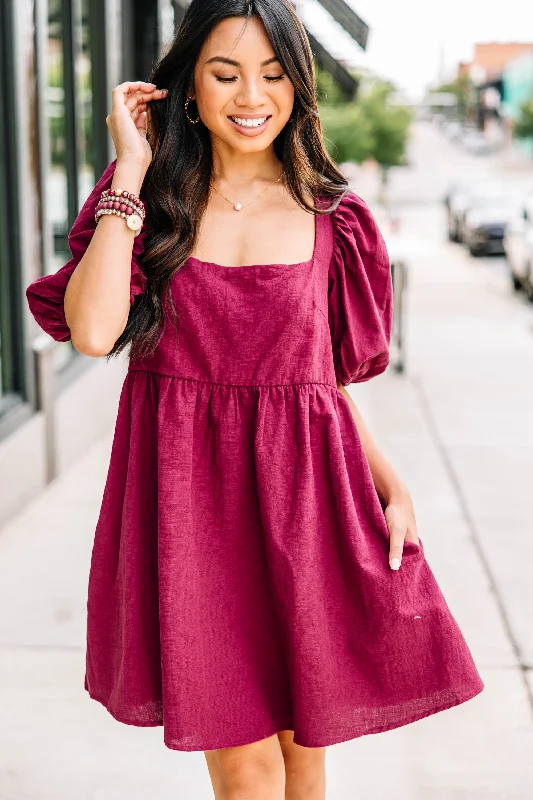 You've Got It Burgundy Red Babydoll Dress